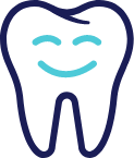 Abstrakte Grafik eines Zahns mit einem kindlichen Gesicht